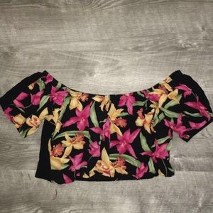 Floral crop top off the shoulder
